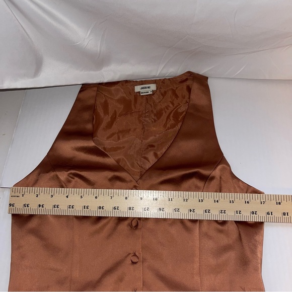 Jason Wu Vest Women's Medium Copper Bronze Sleeveless Blouse Satin Button - Picture 7 of 7
